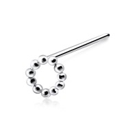 Balls Ring Shaped Silver Straight Nose Stud NSKA-49